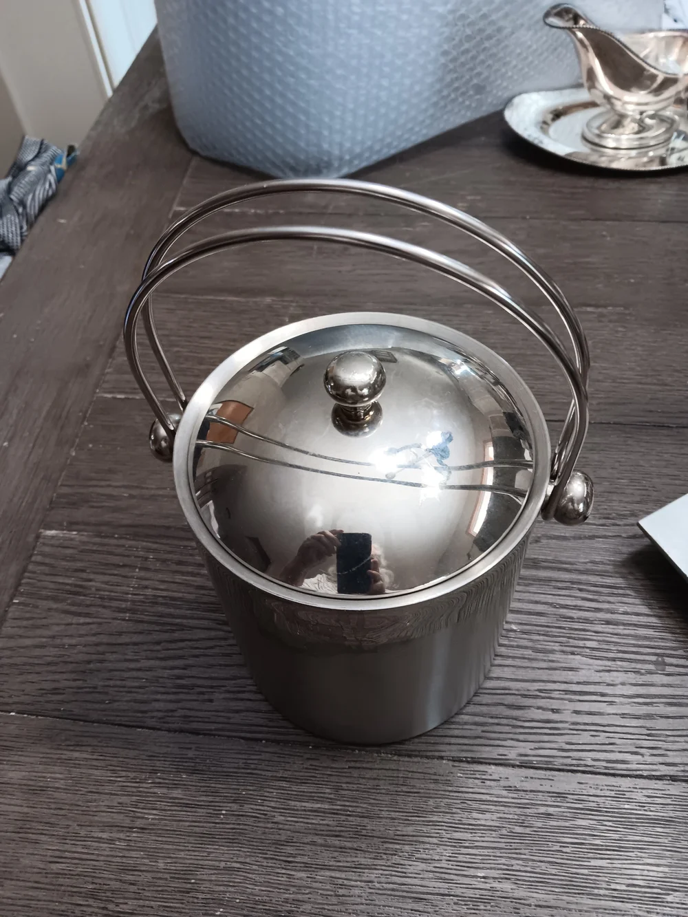 Unk Stainless Steel Ice Bucket with Handle - Silver